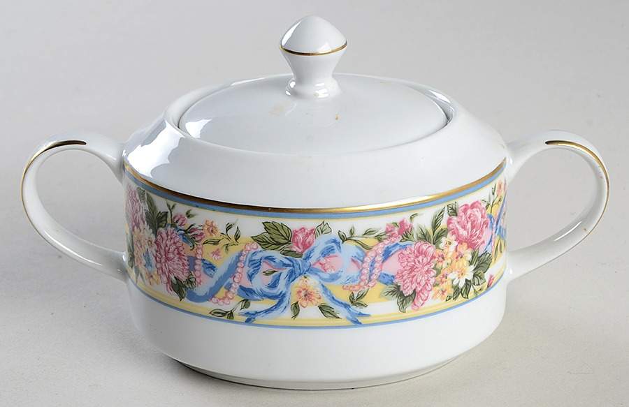 Ribbons & Pearls Sugar Bowl & Lid by Muirfield-1