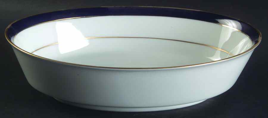 Royal Lapis (Navy Blue Band) 9" Oval Vegetable Bowl by Muirfield-1