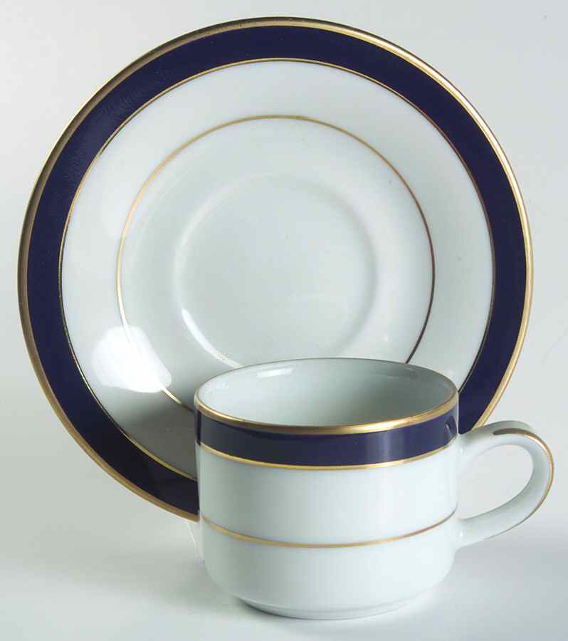 Royal Lapis (Navy Blue Band) Flat Demitasse Cup & Saucer Set by Muirfield-1