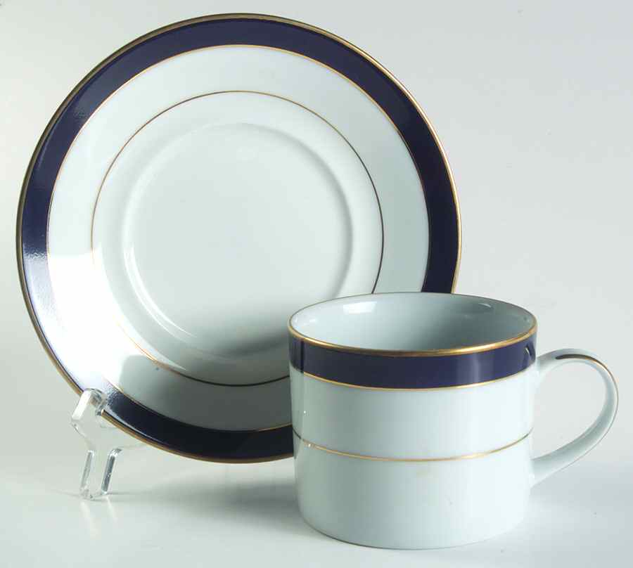 Royal Lapis (Navy Blue Band) Flat Cup & Saucer Set by Muirfield-1