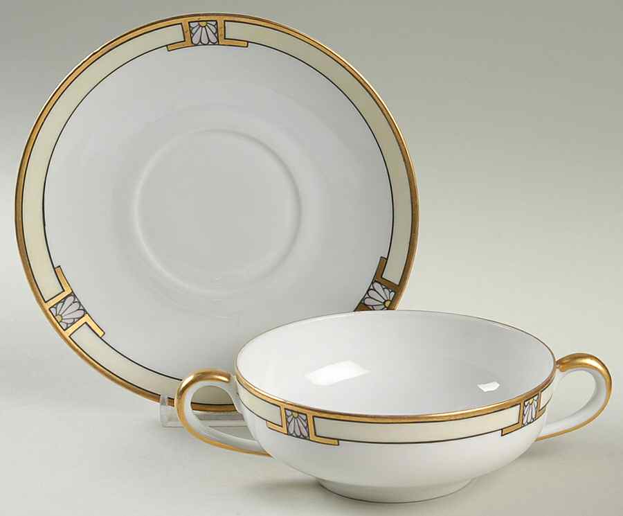 Diana Flat Cream Soup Bowl & Saucer Set by Mutual Art Studios-1