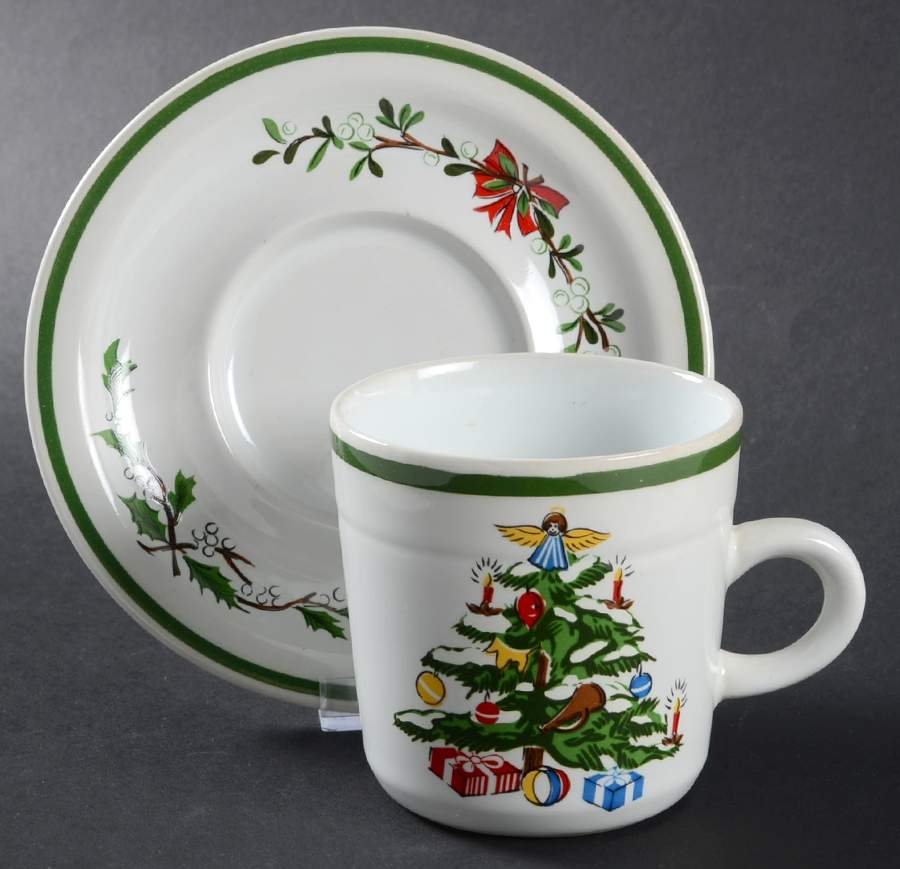 Holiday Flat Cup & Saucer Set by Montgomery Ward-1