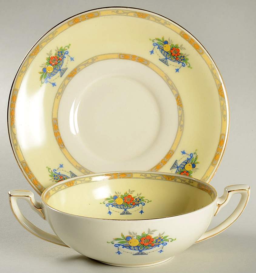 2327 Flat Cream Soup Bowl & Saucer Set by Myott Staffordshire-1