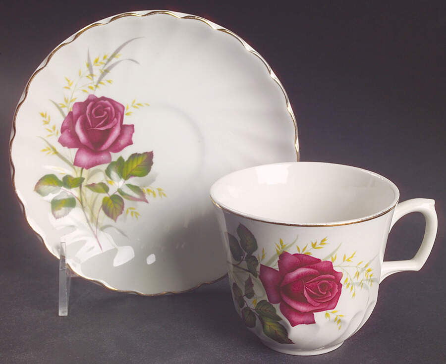 Anniversary Rose Flat Cup & Saucer Set by Myott Staffordshire-1