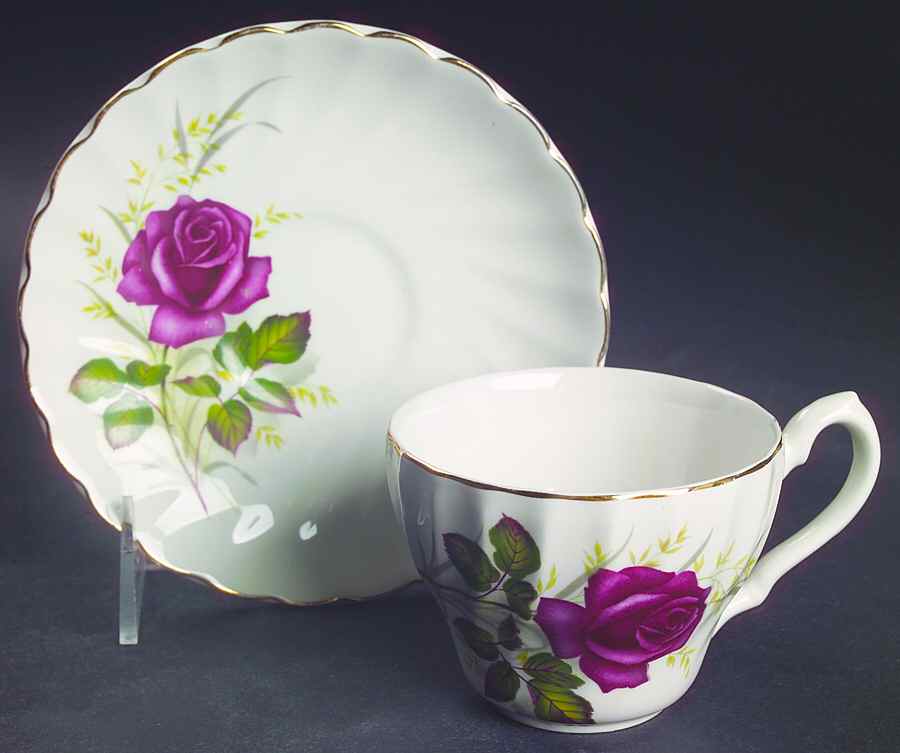 Anniversary Rose Flat Cup & Saucer Set by Myott Staffordshire-1