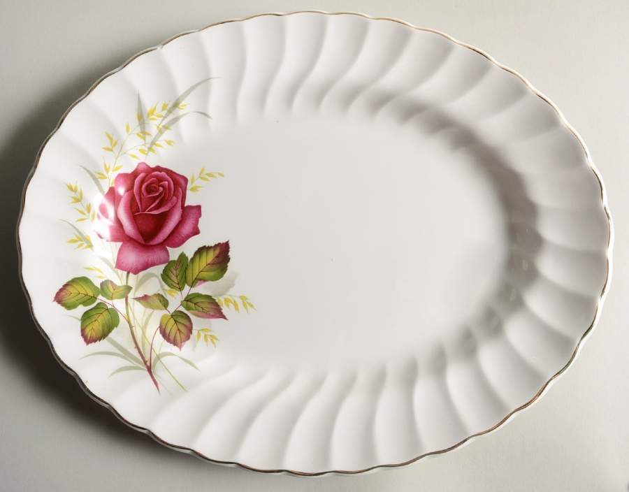 Anniversary Rose 12" Oval Serving Platter by Myott Staffordshire-1