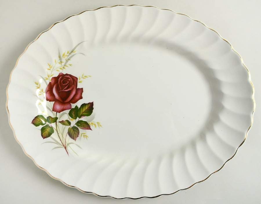 Anniversary Rose 14" Oval Serving Platter by Myott Staffordshire-1