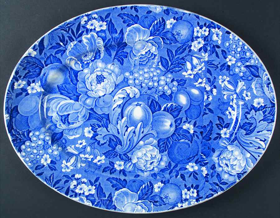 Appletime Blue 16" Oval Serving Platter by Myott Staffordshire-1