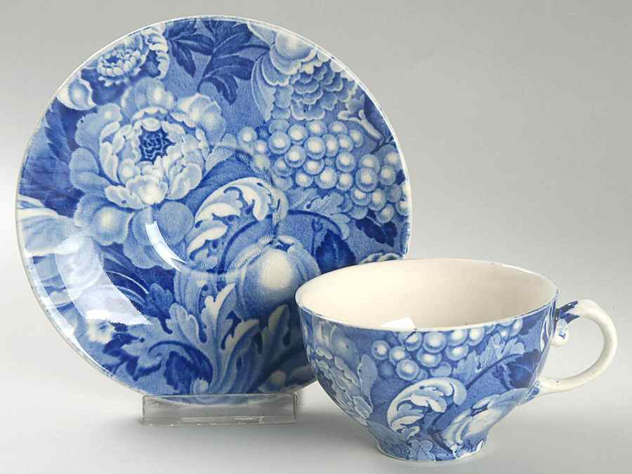 Appletime Blue Flat Cup & Saucer Set by Myott Staffordshire-1