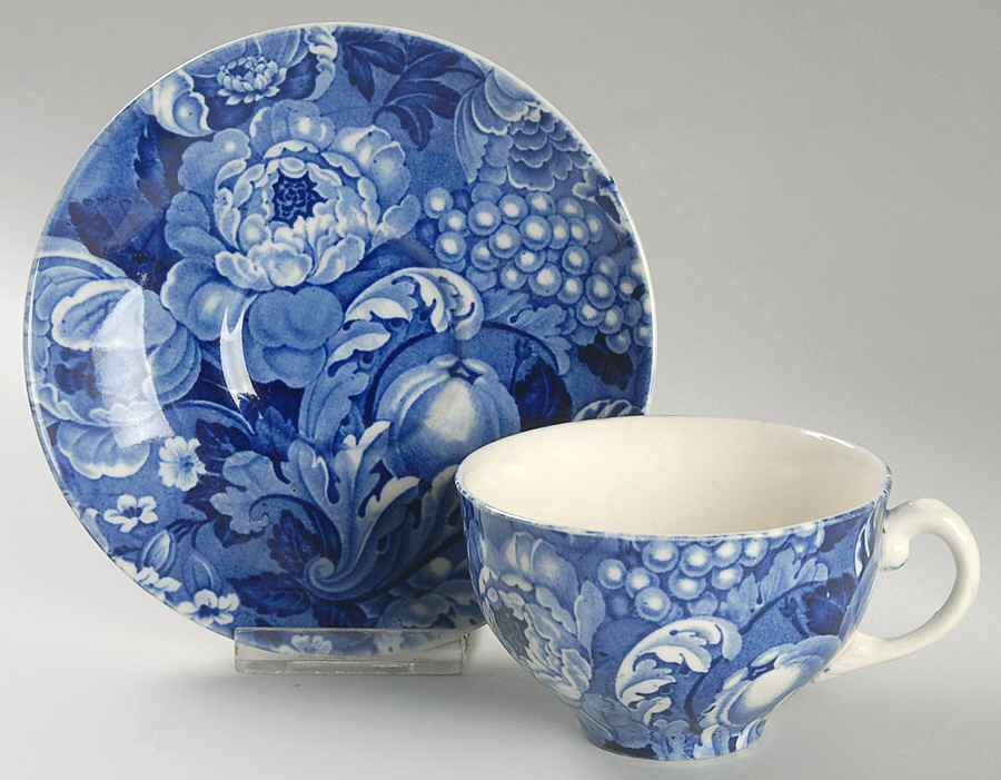 Appletime Blue Oversized Cup & Saucer Set by Myott Staffordshire-1