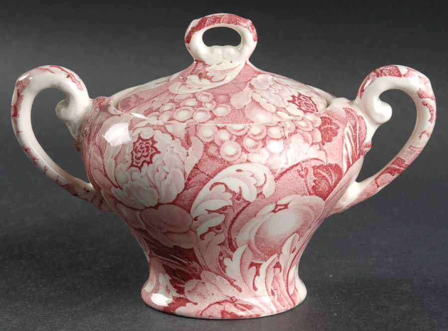 Appletime Pink Sugar Bowl & Lid by Myott Staffordshire-1