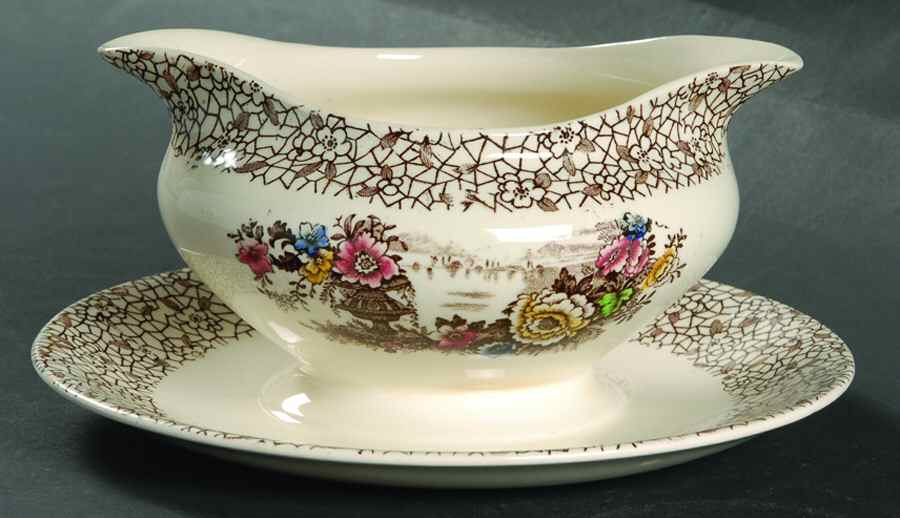 Banff Gravy Boat with Attached Underplate by Myott Staffordshire-1