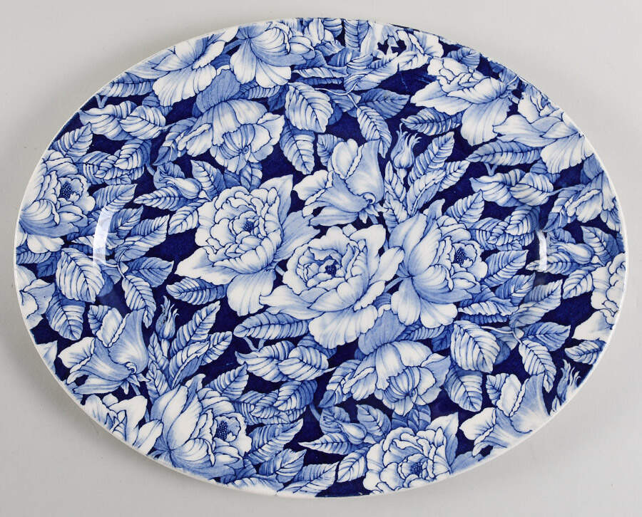 Bermuda Blue 14" Oval Serving Platter by Myott Staffordshire-1