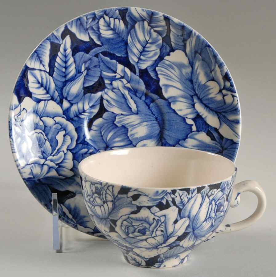 Bermuda Blue Flat Cup & Saucer Set by Myott Staffordshire-1