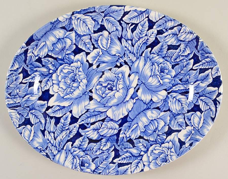 Bermuda Blue 12" Oval Serving Platter by Myott Staffordshire-1
