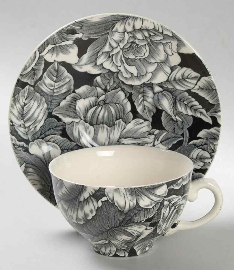 Bermuda Black Flat Cup & Saucer Set by Myott Staffordshire-1