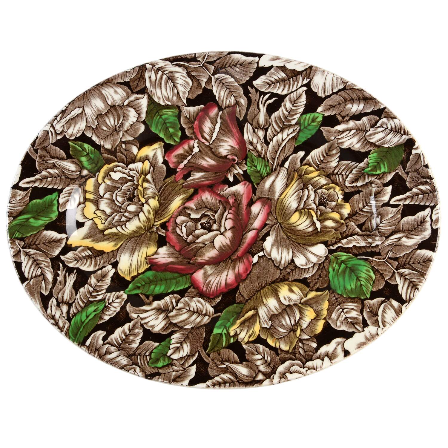 Bermuda Brown Multicolor 11" Oval Serving Platter by Myott Staffordshire-1