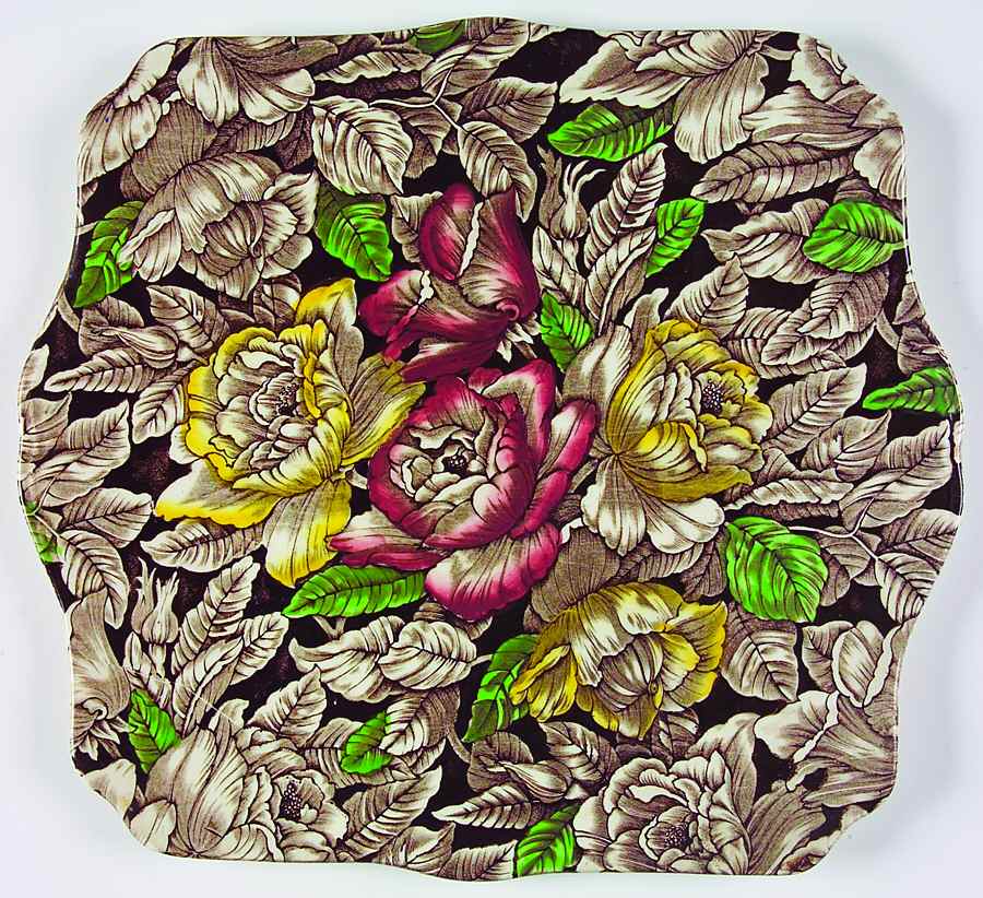 Bermuda Brown Multicolor Square Handled Cake Plate by Myott Staffordshire-1