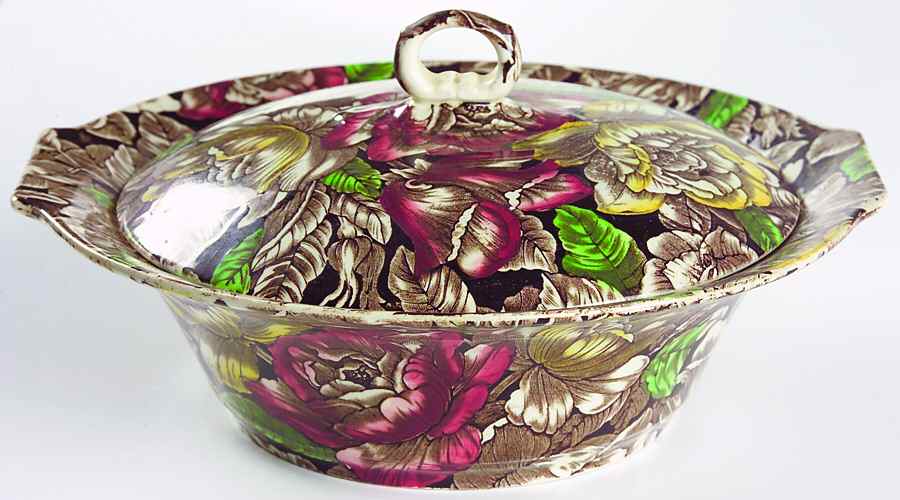 Bermuda Brown Multicolor Round Covered Vegetable by Myott Staffordshire-1