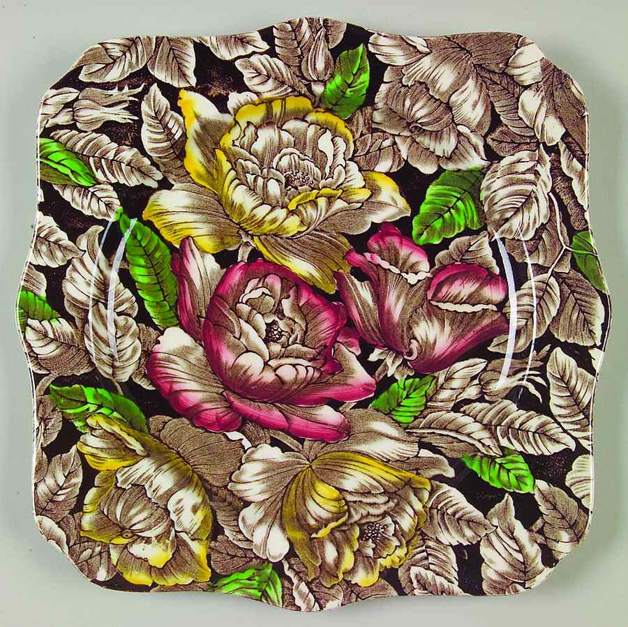 Bermuda Brown Multicolor Square Luncheon Plate by Myott Staffordshire-1