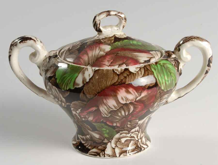 Bermuda Brown Multicolor Sugar Bowl & Lid by Myott Staffordshire-1