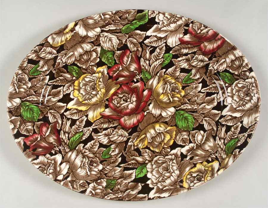 Bermuda Brown Multicolor 16" Oval Serving Platter by Myott Staffordshire-1