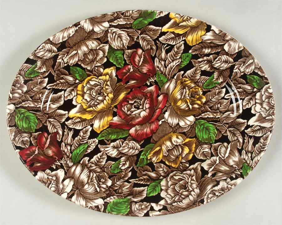 Bermuda Brown Multicolor 14" Oval Serving Platter by Myott Staffordshire-1