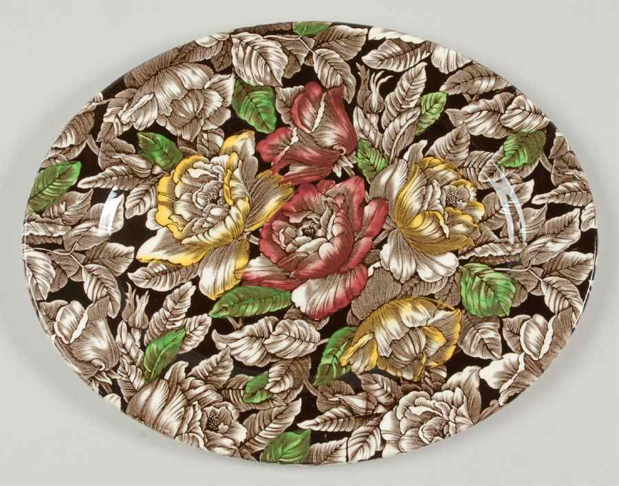 Bermuda Brown Multicolor 12" Oval Serving Platter by Myott Staffordshire-1