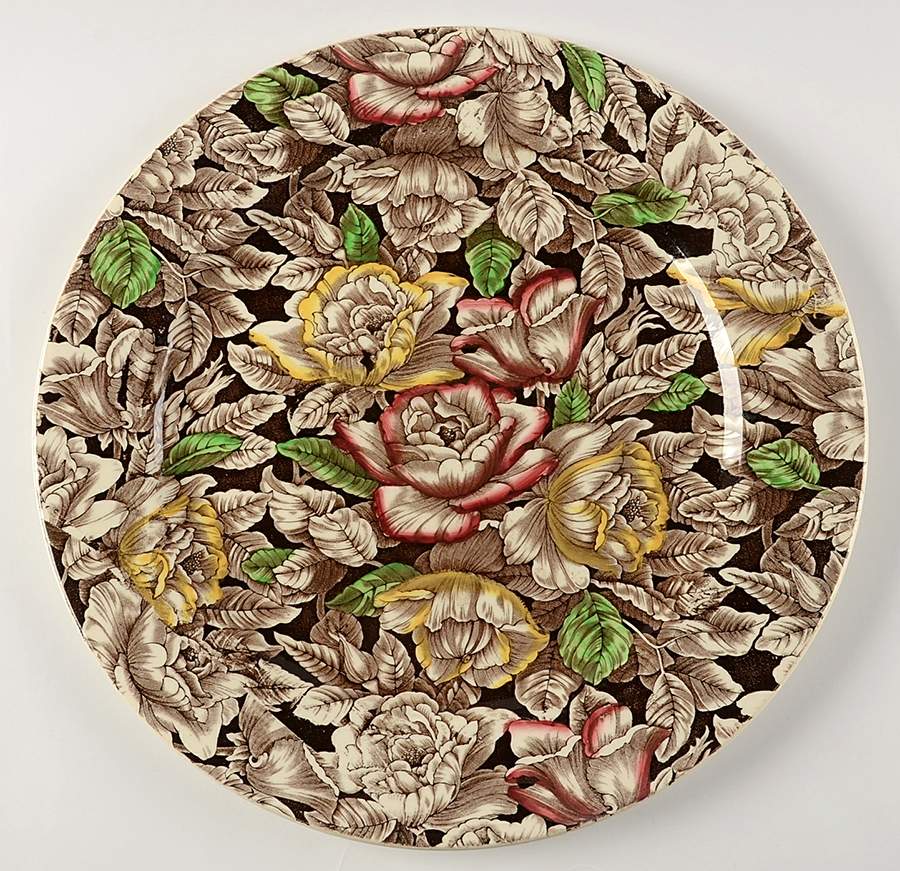 Bermuda Brown Multicolor 13" Chop Plate (Round Platter) by Myott Staffordshire-1