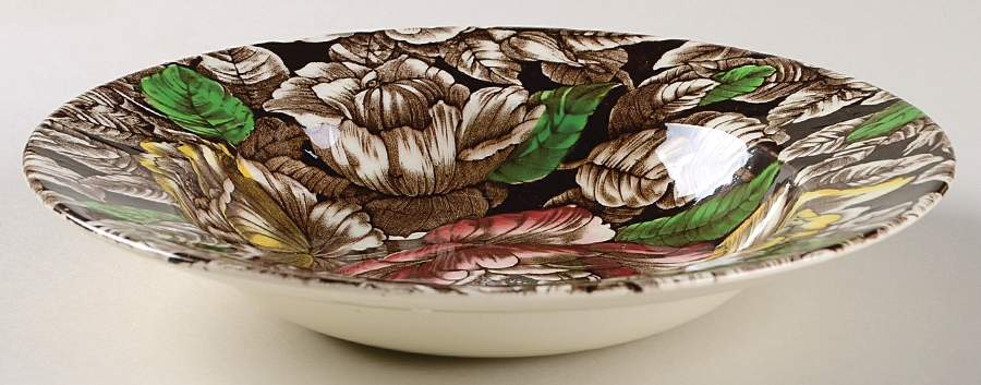 Bermuda Brown Multicolor Rim Soup Bowl by Myott Staffordshire-1