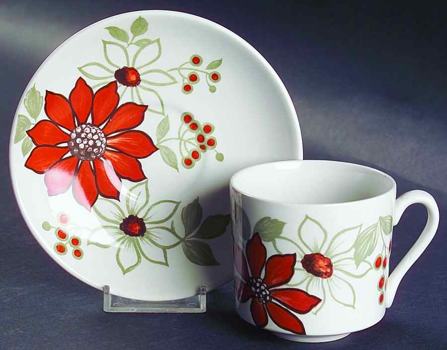 Bermuda Orange Flat Cup & Saucer Set by Myott Staffordshire-1