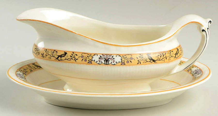 Birdette Gravy Boat & Underplate/Relish by Myott Staffordshire-1