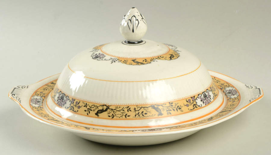 Birdette Round Covered Butter by Myott Staffordshire-1