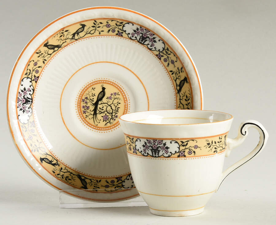 Birdette Footed Demitasse Cup & Saucer Set by Myott Staffordshire-1