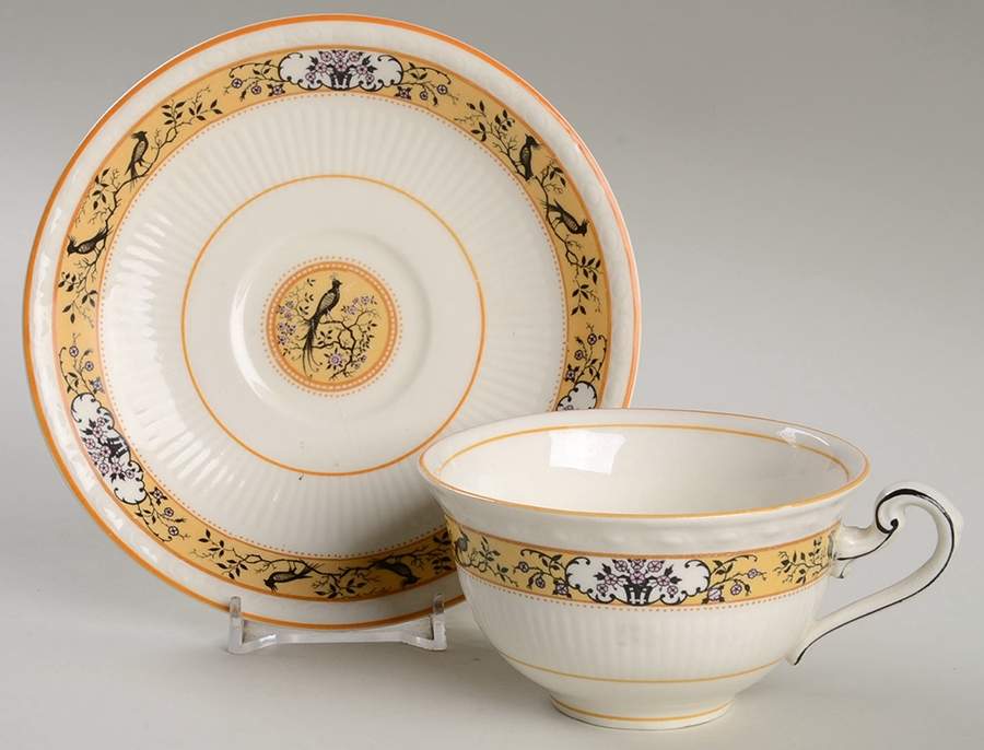 Birdette Flat Cup & Saucer Set by Myott Staffordshire-1