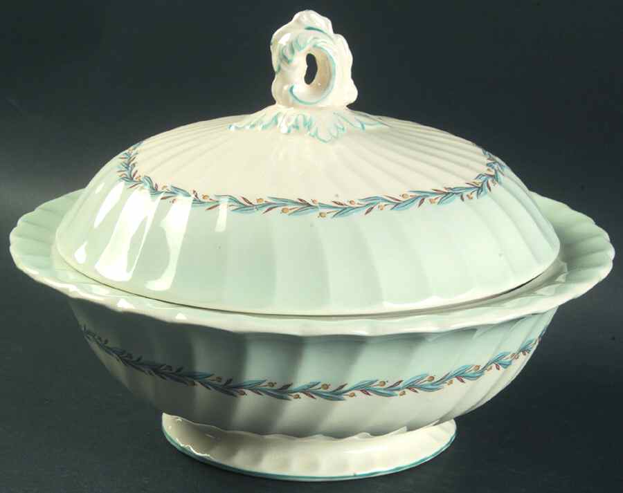 Blue Chelsea Round Covered Vegetable by Myott Staffordshire-1
