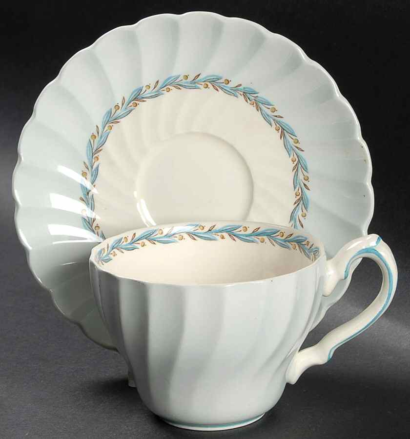 Blue Chelsea Flat Cup & Saucer Set by Myott Staffordshire-1
