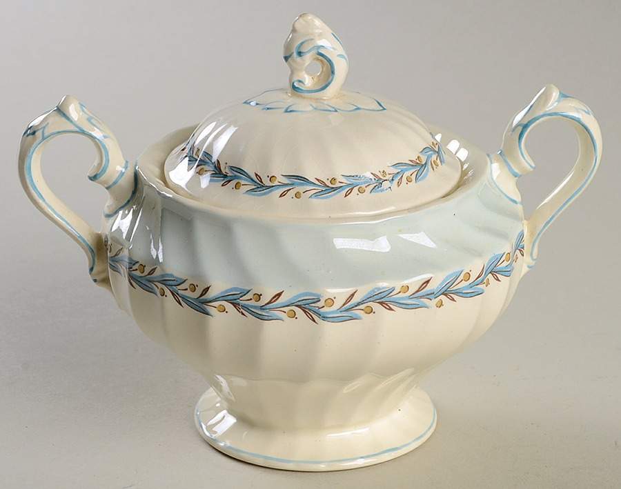 Blue Chelsea Sugar Bowl & Lid by Myott Staffordshire-1
