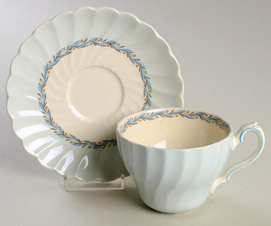 Blue Chelsea Flat Cup & Saucer Set by Myott Staffordshire-1