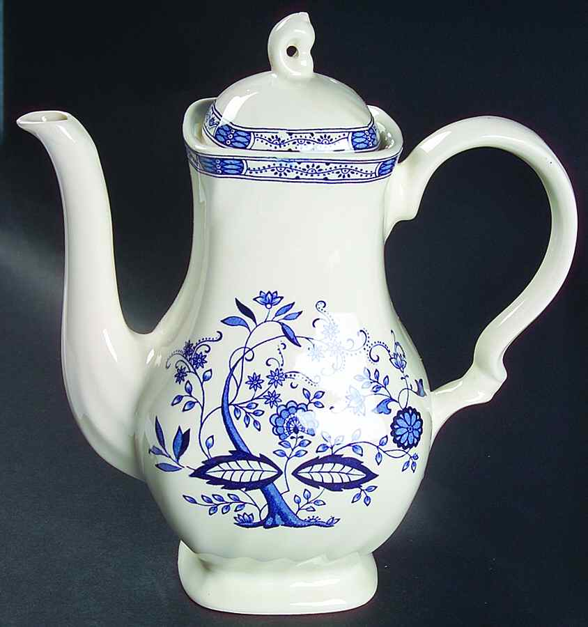 Blue Onion Coffee Pot & Lid by Myott Staffordshire-1