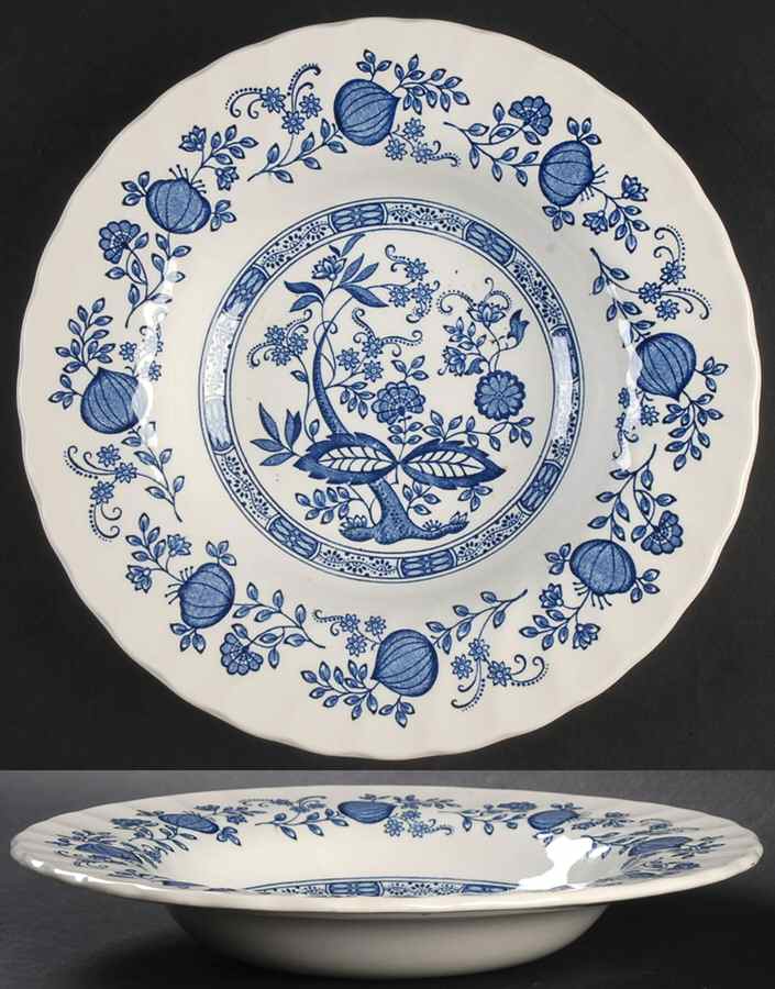 Blue Onion Large Rim Soup Bowl by Myott Staffordshire-1