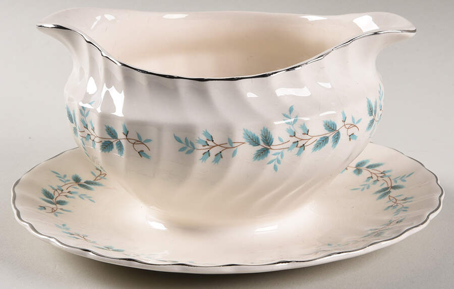 Bluebell Gravy Boat with Attached Underplate by Myott Staffordshire-1