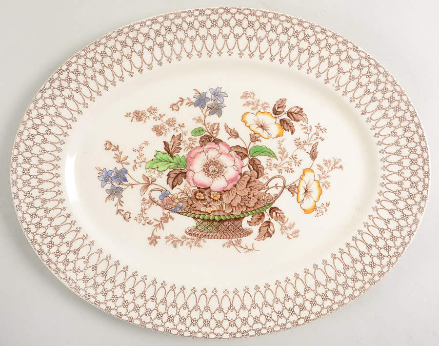 Bonnie Dundee (Brown) 12" Oval Serving Platter by Myott Staffordshire-1