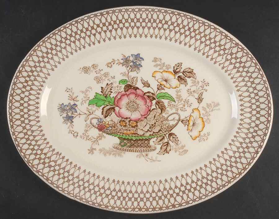 Bonnie Dundee (Brown) 16" Oval Serving Platter by Myott Staffordshire-1