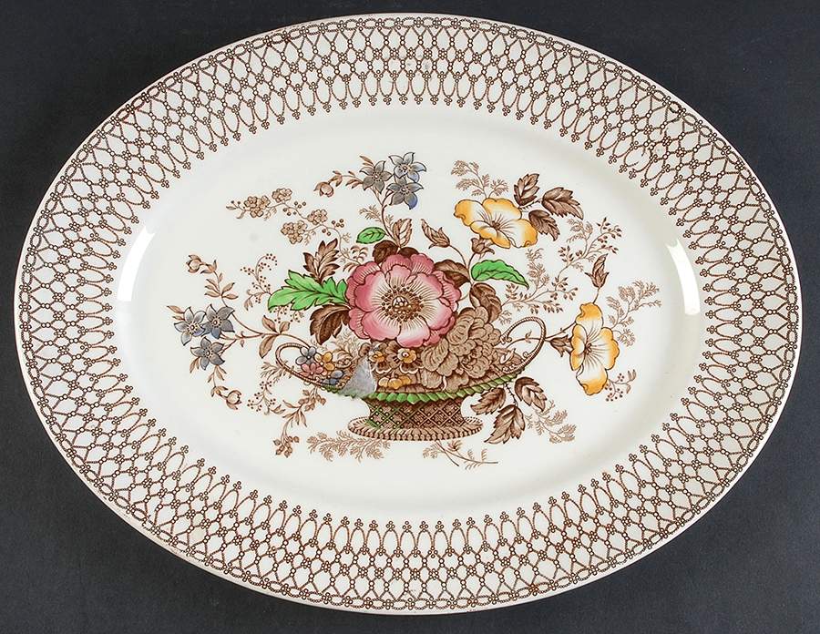 Bonnie Dundee (Brown) 14" Oval Serving Platter by Myott Staffordshire-1