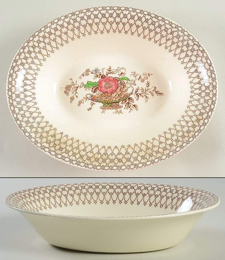 Bonnie Dundee (Brown) 10" Oval Vegetable Bowl by Myott Staffordshire-1
