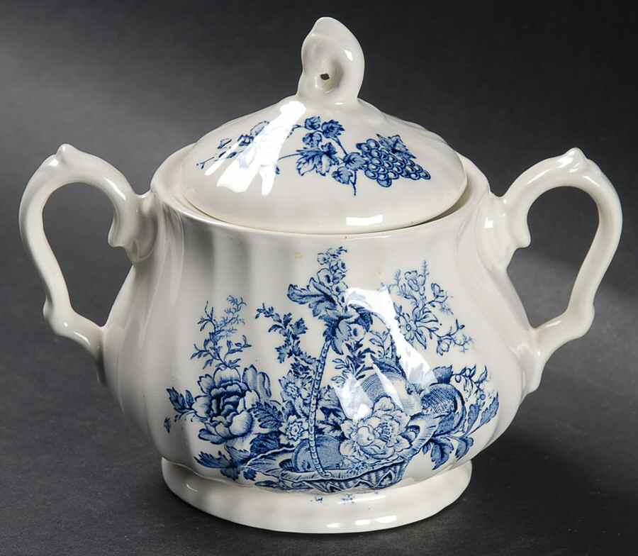 Bountiful Blue Sugar Bowl & Lid by Myott Staffordshire-1