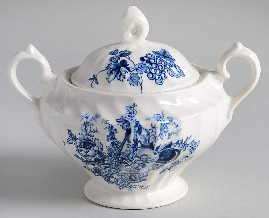 Bountiful Blue Sugar Bowl & Lid by Myott Staffordshire-1