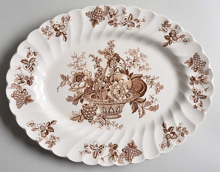 Bountiful Brown 12" Oval Serving Platter by Myott Staffordshire-1