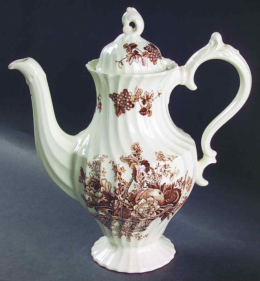 Bountiful Brown Coffee Pot & Lid by Myott Staffordshire-1